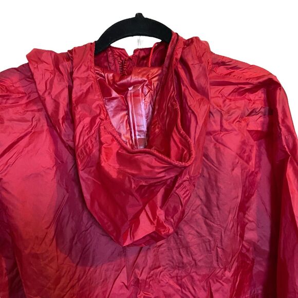 Lands' End Burgundy Red Hooded Zip Up Rain Jacket, Mens Size XL Outdoor Pockets - Picture 9 of 10